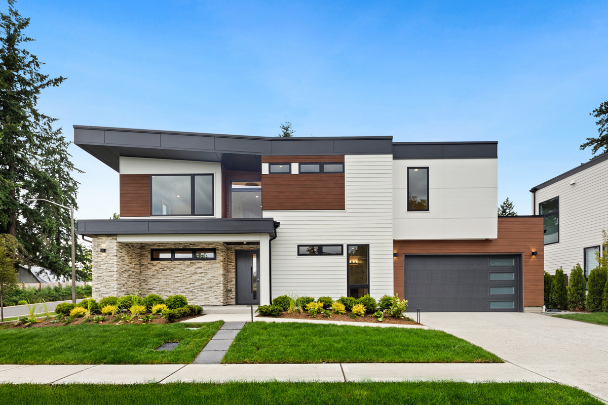 Custom home with large glazing